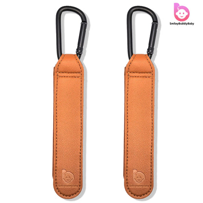 Smileybubblybaby_Faux_Leather_Brown_Baby_Stroller_Clips