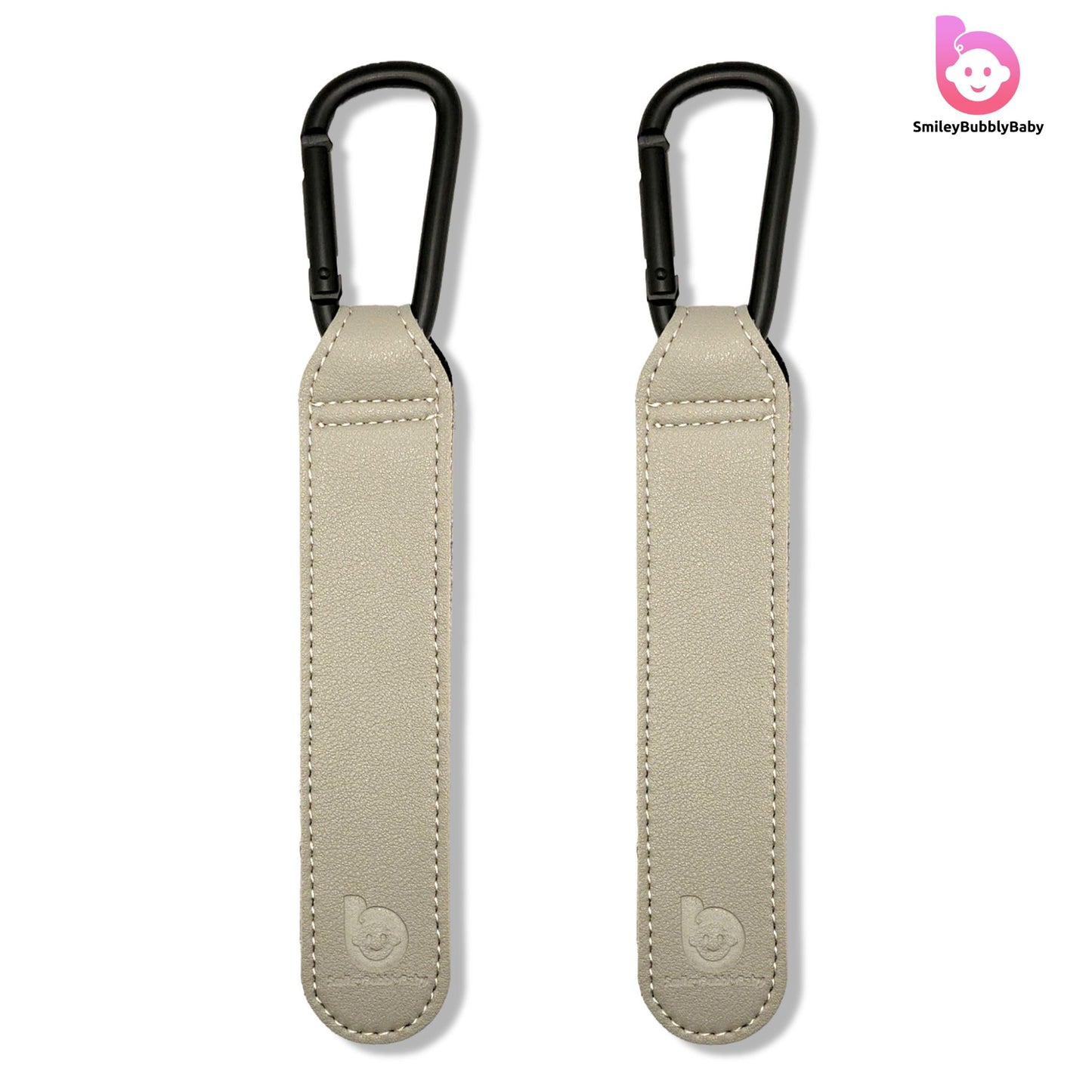 Smileybubblybaby_Faux_Leather_Grey_Baby_Stroller_Clips